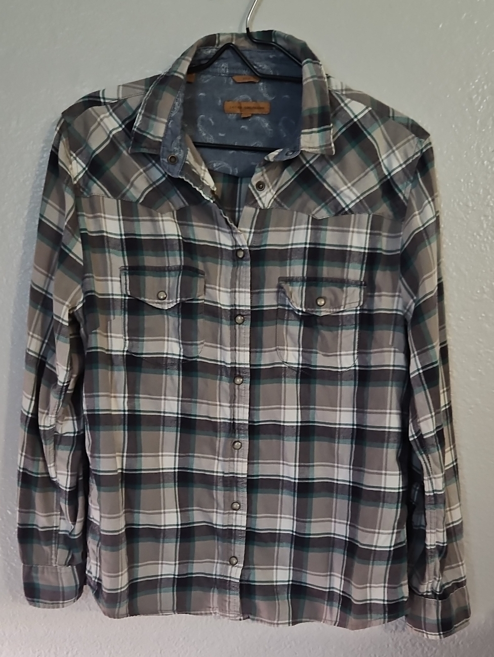 Jachs Girlfriend "Bea" Pearl Snap Plaid Western Shirt - Size M (EUC)